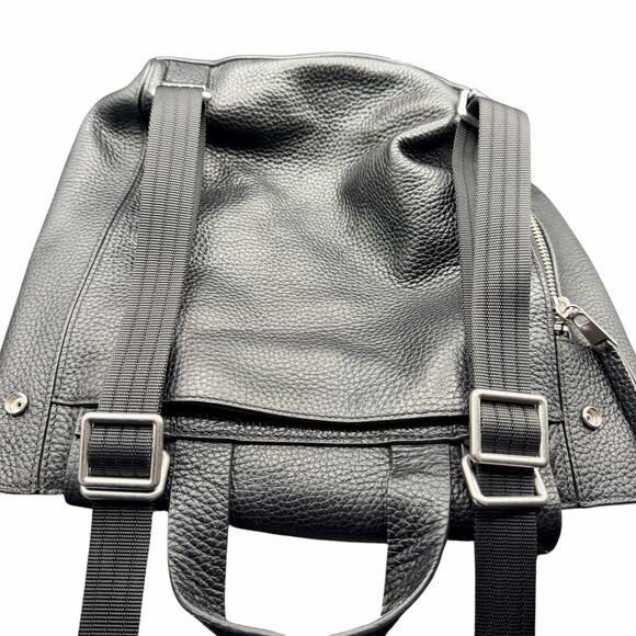 Treasure & Bond Black Pebbled Leather Convertible Backpack Tote Bag